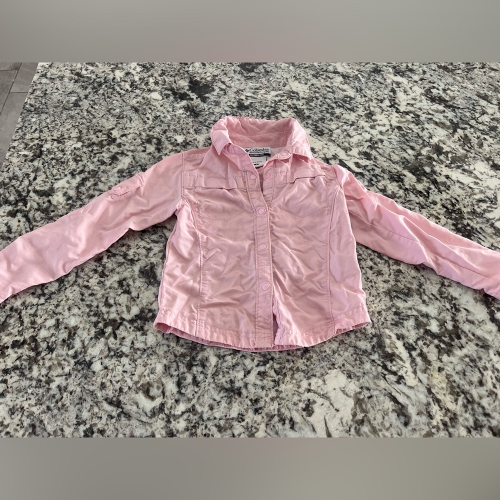 Kids Pink Columbia Omni Shield Snap Shirt- girls size 5